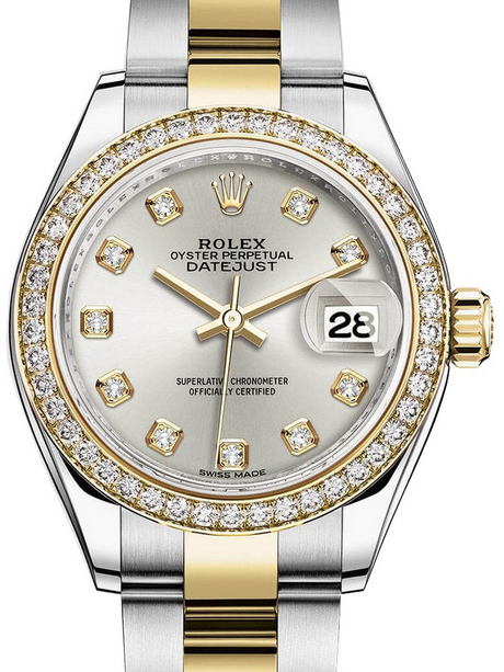 New Swiss Rolex Lady-Datejust 28 Copy Watches UK With Yellow Gold Bezels