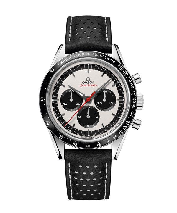 The three black sub-dials are striking on the silver background, offering great legibility.