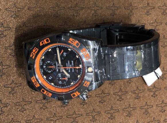 The orange elements on the dial are eye-catching.