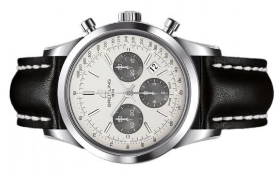 The silvery dials copy watches have black alligator leather straps.