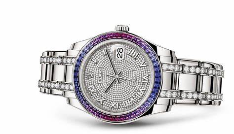 The 18ct white gold copy watches are decorated with diamonds.